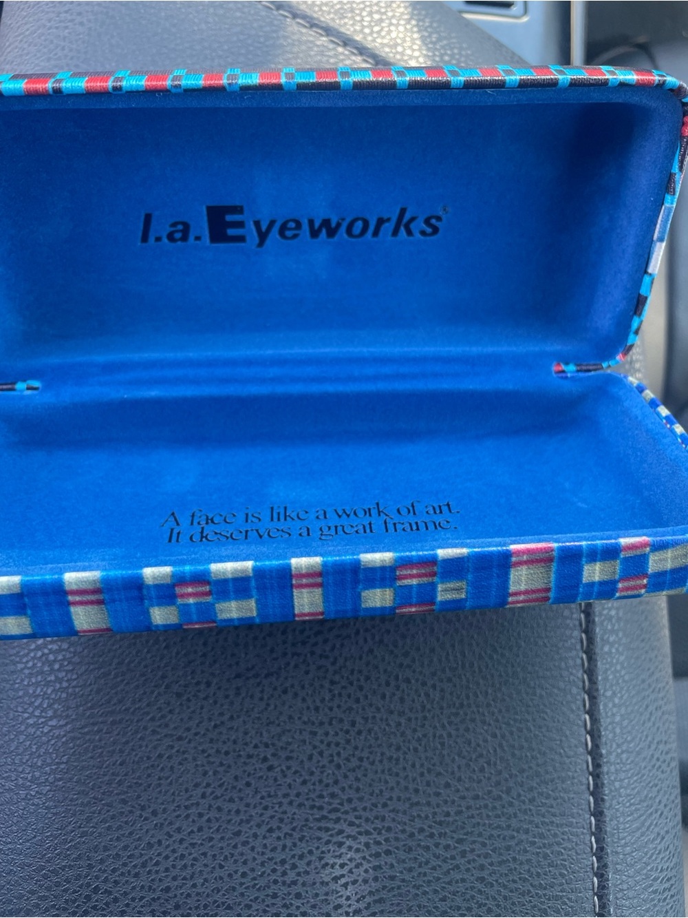 l.a.Eyeworks Bright Blue Patterned Eyewear Case